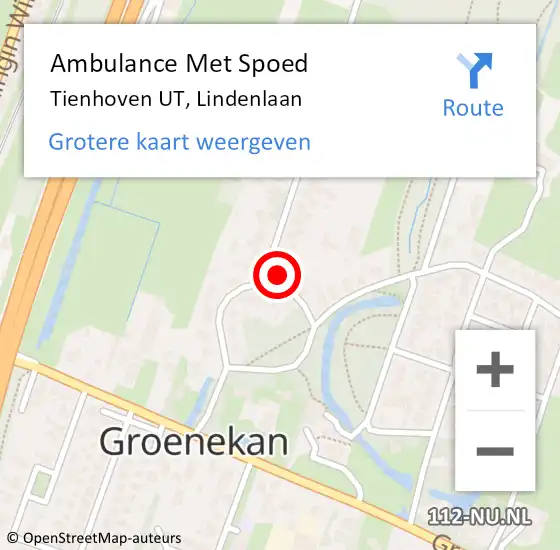 Locatie op kaart van de 112 melding: Ambulance Met Spoed Naar Tienhoven UT, Lindenlaan op 12 januari 2018 13:45