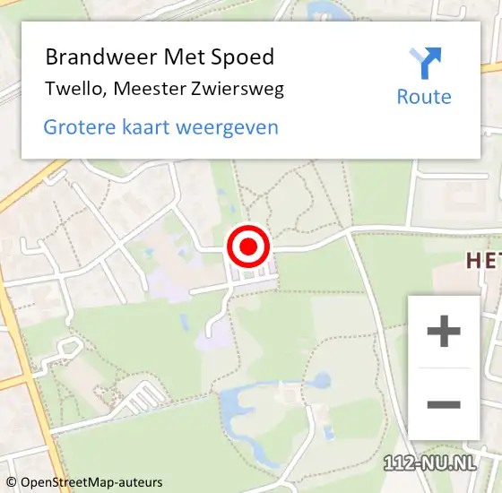 Locatie op kaart van de 112 melding: Brandweer Met Spoed Naar Twello, Meester Zwiersweg op 12 januari 2018 13:49