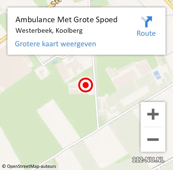 Locatie op kaart van de 112 melding: Ambulance Met Grote Spoed Naar Westerbeek, Koolberg op 12 januari 2018 14:08