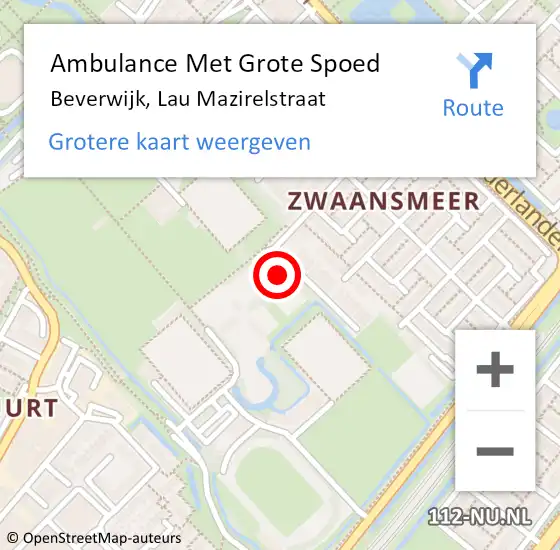 Locatie op kaart van de 112 melding: Ambulance Met Grote Spoed Naar Beverwijk, Lau Mazirelstraat op 12 januari 2018 14:17