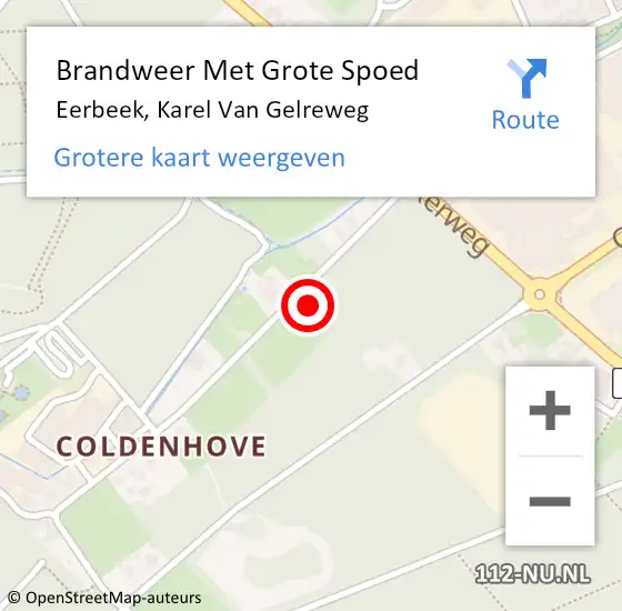 Locatie op kaart van de 112 melding: Brandweer Met Grote Spoed Naar Eerbeek, Karel Van Gelreweg op 12 januari 2018 14:35