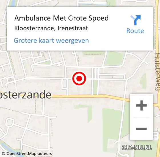 Locatie op kaart van de 112 melding: Ambulance Met Grote Spoed Naar Kloosterzande, Irenestraat op 12 januari 2018 15:40