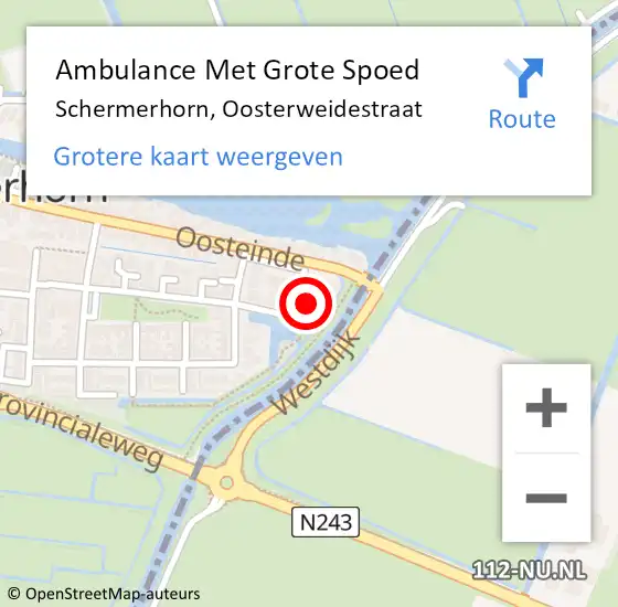 Locatie op kaart van de 112 melding: Ambulance Met Grote Spoed Naar Schermerhorn, Oosterweidestraat op 12 januari 2018 15:43