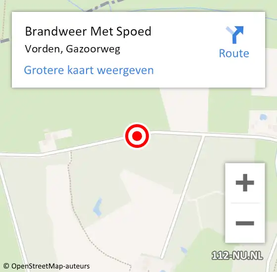 Locatie op kaart van de 112 melding: Brandweer Met Spoed Naar Vorden, Gazoorweg op 12 januari 2018 15:49