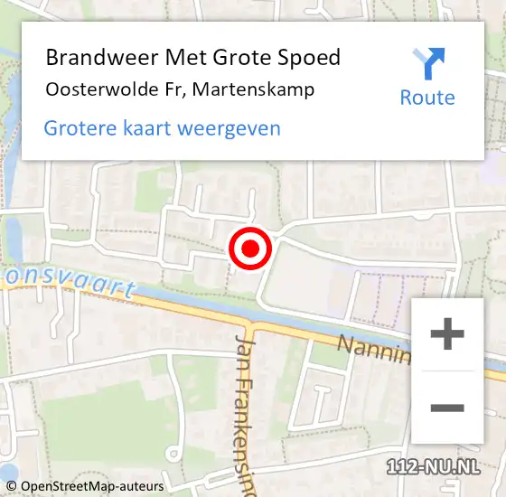 Locatie op kaart van de 112 melding: Brandweer Met Grote Spoed Naar Oosterwolde Fr, Martenskamp op 12 januari 2018 16:02