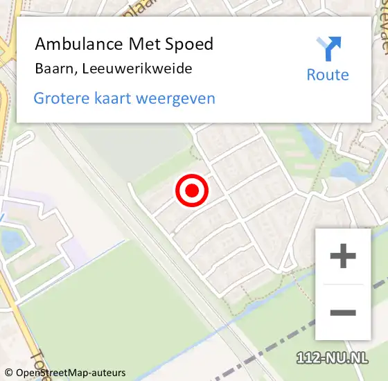 Locatie op kaart van de 112 melding: Ambulance Met Spoed Naar Baarn, Leeuwerikweide op 12 januari 2018 16:14