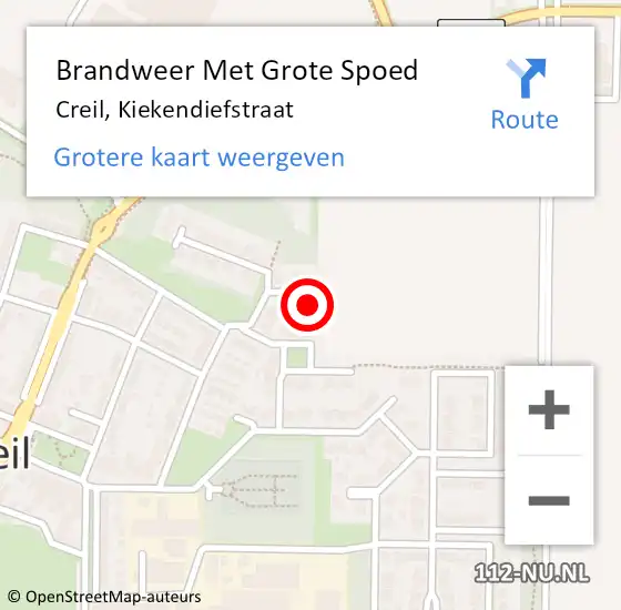 Locatie op kaart van de 112 melding: Brandweer Met Grote Spoed Naar Creil, Kiekendiefstraat op 12 januari 2018 16:55