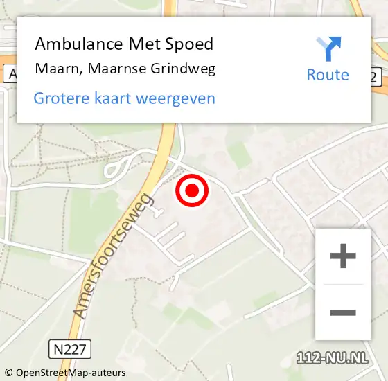 Locatie op kaart van de 112 melding: Ambulance Met Spoed Naar Maarn, Maarnse Grindweg op 12 januari 2018 18:45