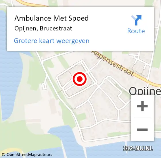 Locatie op kaart van de 112 melding: Ambulance Met Spoed Naar Opijnen, Brucestraat op 12 januari 2018 18:57