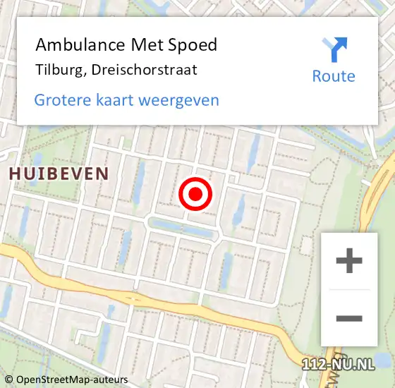 Locatie op kaart van de 112 melding: Ambulance Met Spoed Naar Tilburg, Dreischorstraat op 12 januari 2018 19:43