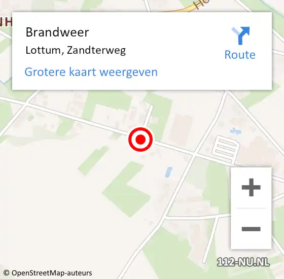 Locatie op kaart van de 112 melding: Brandweer Lottum, Zandterweg op 12 januari 2018 20:14