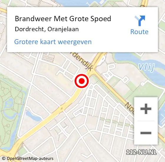 Locatie op kaart van de 112 melding: Brandweer Met Grote Spoed Naar Dordrecht, Oranjelaan op 12 januari 2018 20:18
