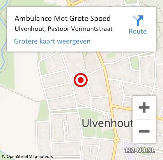 Locatie op kaart van de 112 melding: Ambulance Met Grote Spoed Naar Ulvenhout, Pastoor Vermuntstraat op 12 januari 2018 20:26