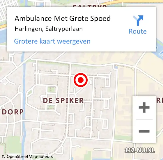 Locatie op kaart van de 112 melding: Ambulance Met Grote Spoed Naar Harlingen, Saltryperlaan op 12 januari 2018 20:42