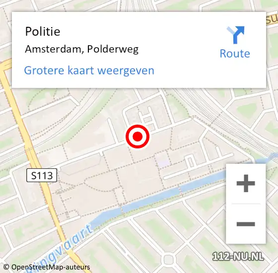 Locatie op kaart van de 112 melding: Politie Amsterdam, Polderweg op 12 januari 2018 20:59
