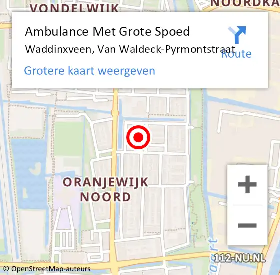 Locatie op kaart van de 112 melding: Ambulance Met Grote Spoed Naar Waddinxveen, Van Waldeck-Pyrmontstraat op 12 februari 2014 23:31