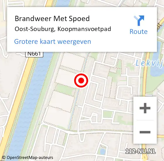Locatie op kaart van de 112 melding: Brandweer Met Spoed Naar Oost-Souburg, Koopmansvoetpad op 12 januari 2018 22:26