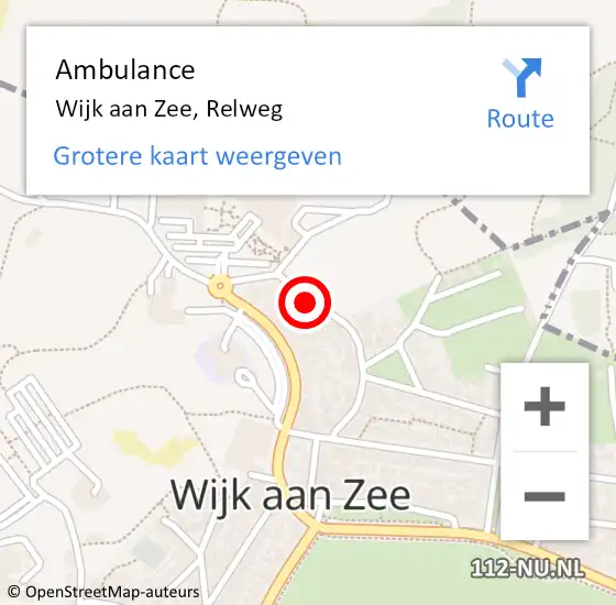 Locatie op kaart van de 112 melding: Ambulance Wijk aan Zee, Relweg op 12 januari 2018 22:55