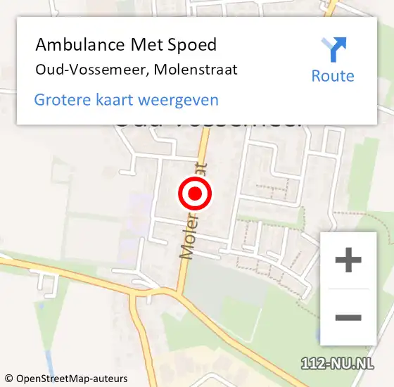 Locatie op kaart van de 112 melding: Ambulance Met Spoed Naar Oud-Vossemeer, Molenstraat op 12 januari 2018 23:25
