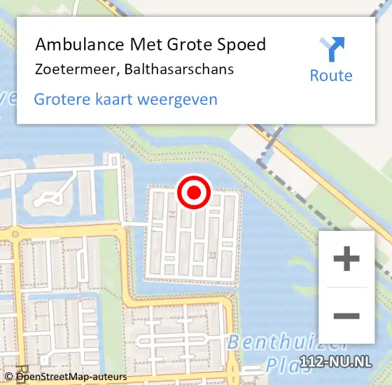 Locatie op kaart van de 112 melding: Ambulance Met Grote Spoed Naar Zoetermeer, Balthasarschans op 12 januari 2018 23:34