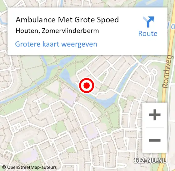 Locatie op kaart van de 112 melding: Ambulance Met Grote Spoed Naar Houten, Zomervlinderberm op 13 januari 2018 00:36