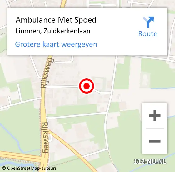 Locatie op kaart van de 112 melding: Ambulance Met Spoed Naar Limmen, Zuidkerkenlaan op 13 januari 2018 00:53