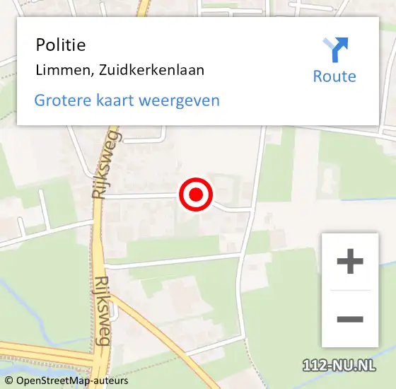 Locatie op kaart van de 112 melding: Politie Limmen, Zuidkerkenlaan op 13 januari 2018 01:20
