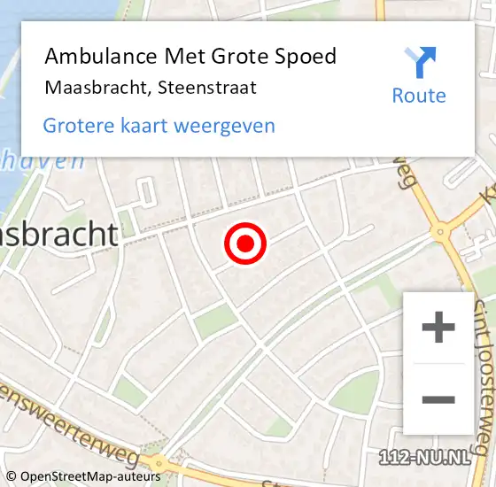 Locatie op kaart van de 112 melding: Ambulance Met Grote Spoed Naar Maasbracht, Steenstraat op 13 januari 2018 01:56