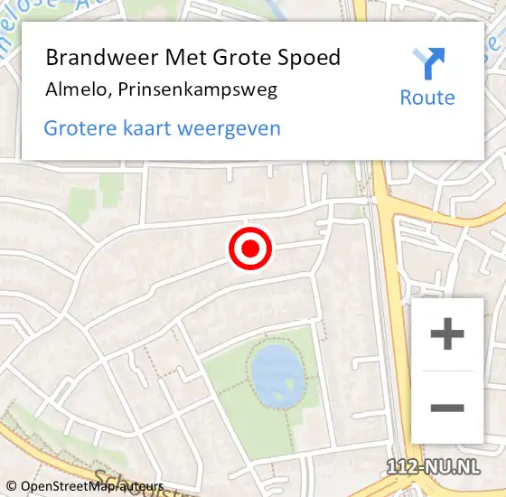 Locatie op kaart van de 112 melding: Brandweer Met Grote Spoed Naar Almelo, Prinsenkampsweg op 13 januari 2018 02:24