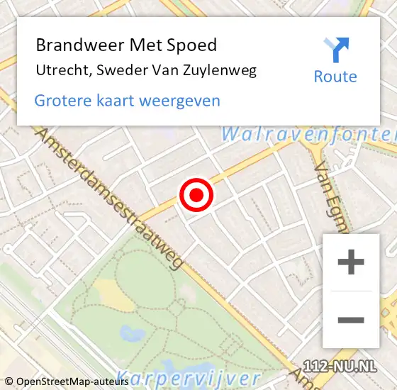 Locatie op kaart van de 112 melding: Brandweer Met Spoed Naar Utrecht, Sweder Van Zuylenweg op 13 januari 2018 03:51
