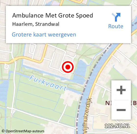 Locatie op kaart van de 112 melding: Ambulance Met Grote Spoed Naar Haarlem, Strandwal op 13 januari 2018 04:15
