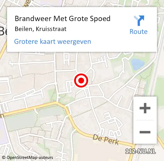 Locatie op kaart van de 112 melding: Brandweer Met Grote Spoed Naar Beilen, Kruisstraat op 13 januari 2018 04:52