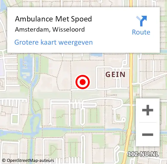 Locatie op kaart van de 112 melding: Ambulance Met Spoed Naar Amsterdam, Wisseloord op 13 januari 2018 05:37