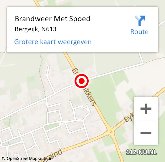 Locatie op kaart van de 112 melding: Brandweer Met Spoed Naar Bergeijk, N613 op 13 januari 2018 05:55