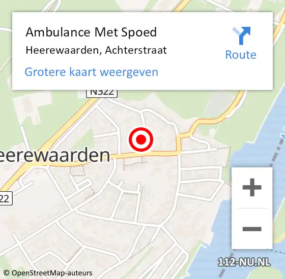 Locatie op kaart van de 112 melding: Ambulance Met Spoed Naar Heerewaarden, Achterstraat op 13 januari 2018 06:06