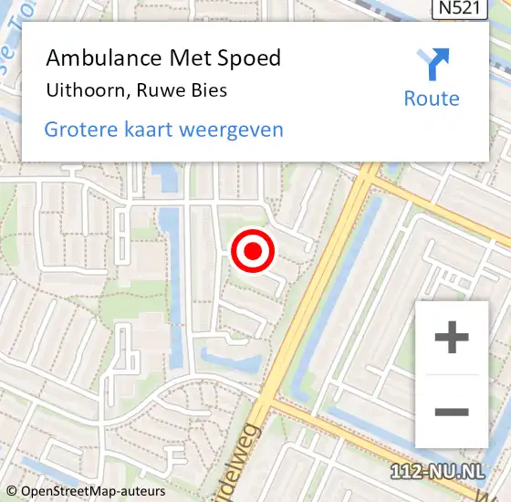 Locatie op kaart van de 112 melding: Ambulance Met Spoed Naar Uithoorn, Ruwe Bies op 13 januari 2018 06:10