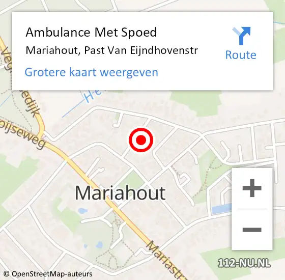 Locatie op kaart van de 112 melding: Ambulance Met Spoed Naar Mariahout, Past Van Eijndhovenstr op 13 januari 2018 07:40