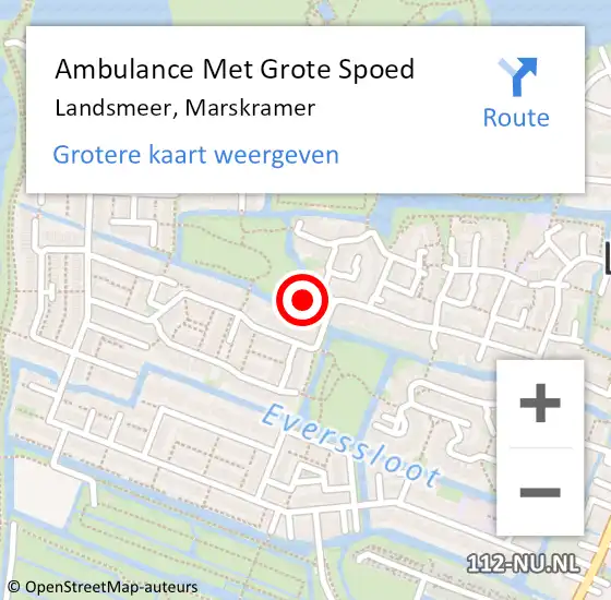 Locatie op kaart van de 112 melding: Ambulance Met Grote Spoed Naar Landsmeer, Marskramer op 13 januari 2018 08:47