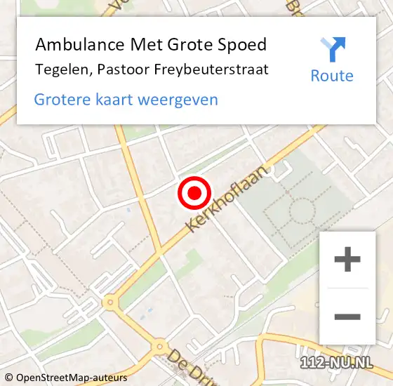 Locatie op kaart van de 112 melding: Ambulance Met Grote Spoed Naar Tegelen, Pastoor Freybeuterstraat op 13 februari 2014 00:53