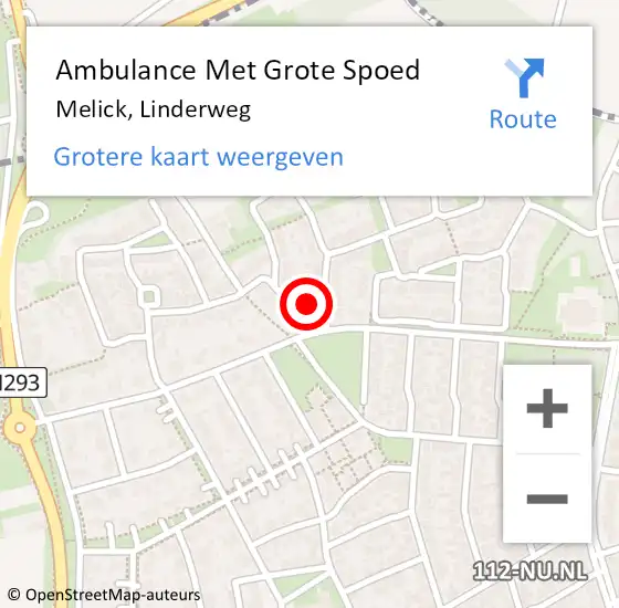 Locatie op kaart van de 112 melding: Ambulance Met Grote Spoed Naar Melick, Linderweg op 13 januari 2018 09:39