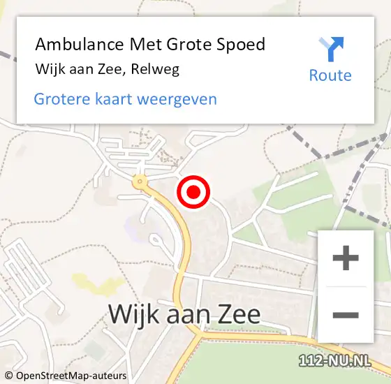 Locatie op kaart van de 112 melding: Ambulance Met Grote Spoed Naar Wijk aan Zee, Relweg op 13 januari 2018 09:52