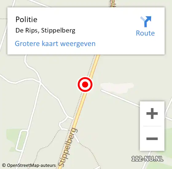 Locatie op kaart van de 112 melding: Politie De Rips, Stippelberg op 13 januari 2018 10:09