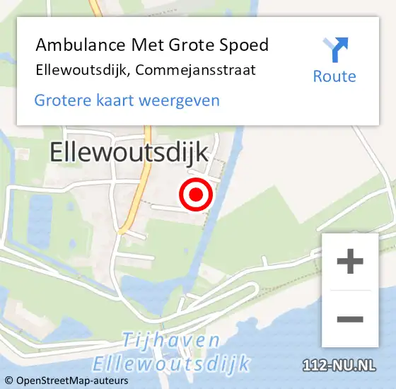 Locatie op kaart van de 112 melding: Ambulance Met Grote Spoed Naar Ellewoutsdijk, Commejansstraat op 13 januari 2018 10:14