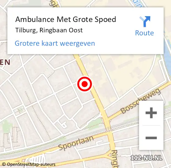 Locatie op kaart van de 112 melding: Ambulance Met Grote Spoed Naar Tilburg, Ringbaan Oost op 13 januari 2018 10:25