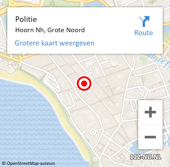 Locatie op kaart van de 112 melding: Politie Hoorn Nh, Grote Noord op 13 januari 2018 10:29