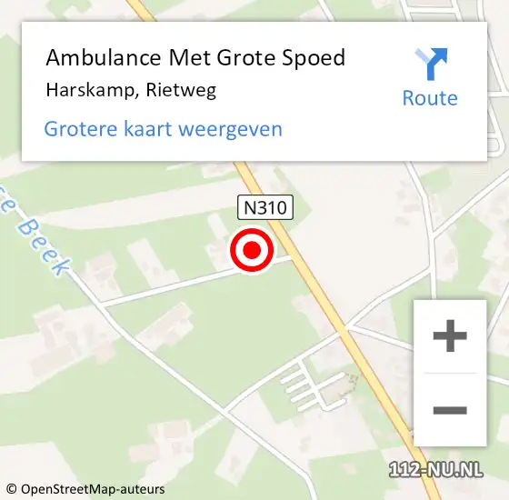 Locatie op kaart van de 112 melding: Ambulance Met Grote Spoed Naar Harskamp, Rietweg op 13 januari 2018 10:31