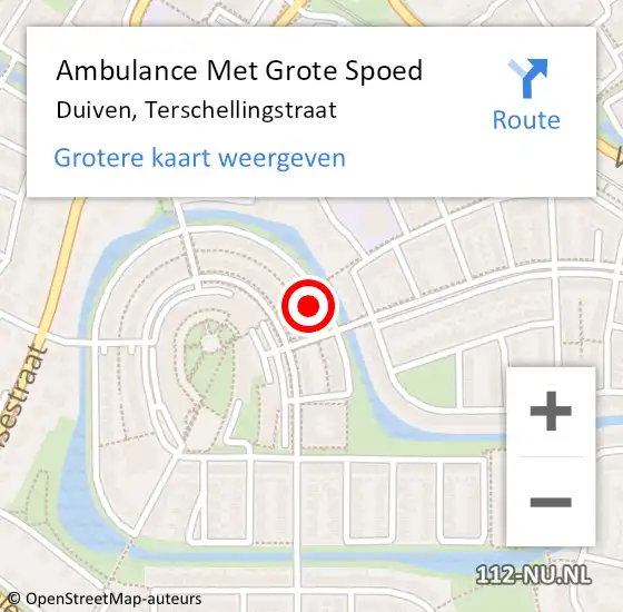 Locatie op kaart van de 112 melding: Ambulance Met Grote Spoed Naar Duiven, Terschellingstraat op 13 januari 2018 11:05