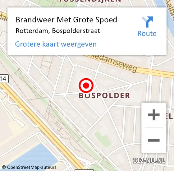 Locatie op kaart van de 112 melding: Brandweer Met Grote Spoed Naar Rotterdam, Bospolderstraat op 13 januari 2018 11:13
