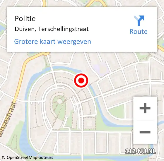 Locatie op kaart van de 112 melding: Politie Duiven, Terschellingstraat op 13 januari 2018 11:27