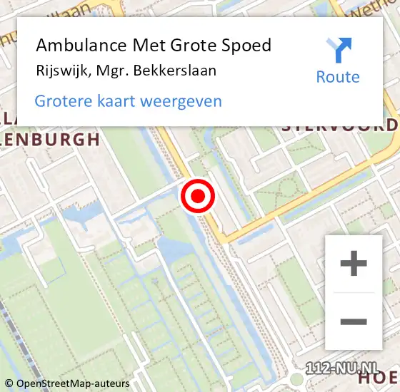 Locatie op kaart van de 112 melding: Ambulance Met Grote Spoed Naar Rijswijk, Mgr. Bekkerslaan op 13 januari 2018 11:30